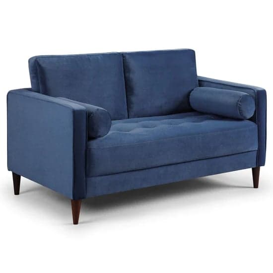 Herbart Plush Velvet 2 Seater Sofa In Blue_1