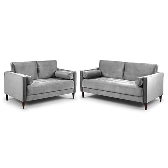 Herbart Plush Velvet 3+2 Seater Sofa Set In Grey_1