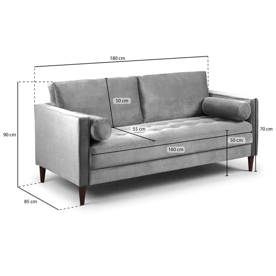 Herbart Plush Velvet 3 Seater Sofa In Teal_4