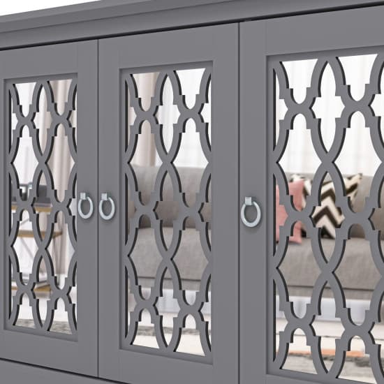 Herceg Wooden Sideboard With 3 Mirrored Doors In Cool Grey_7