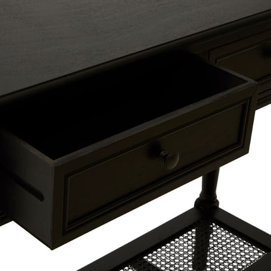 Heritox Wooden 2 Drawers Console Table In Black_5