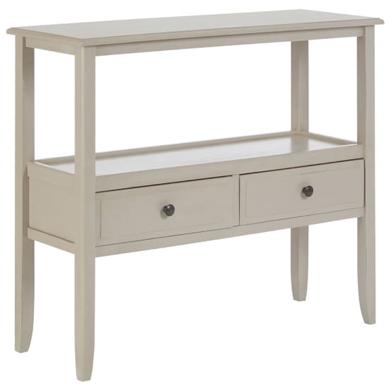Heritox Wooden 2 Drawers Console Table In Grey_2