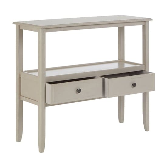 Heritox Wooden 2 Drawers Console Table In Grey_6