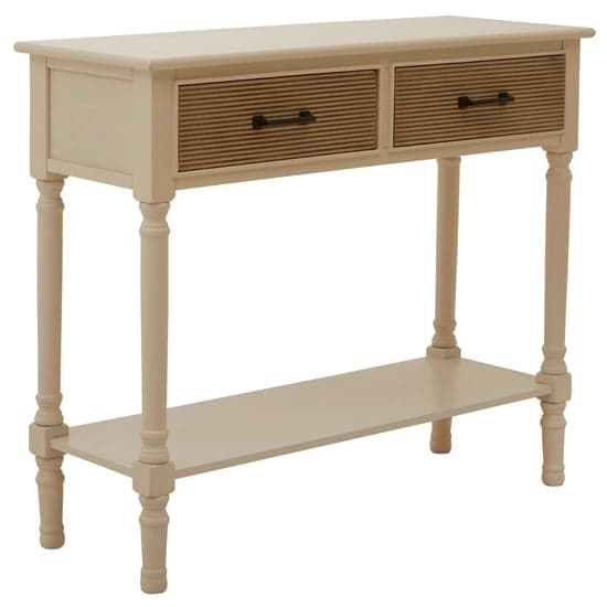 Heritox Wooden 2 Drawers Console Table In Pearl White