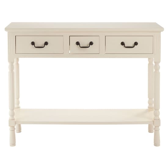 Heritox Wooden 3 Drawers Console Table In Vintage Cream_2