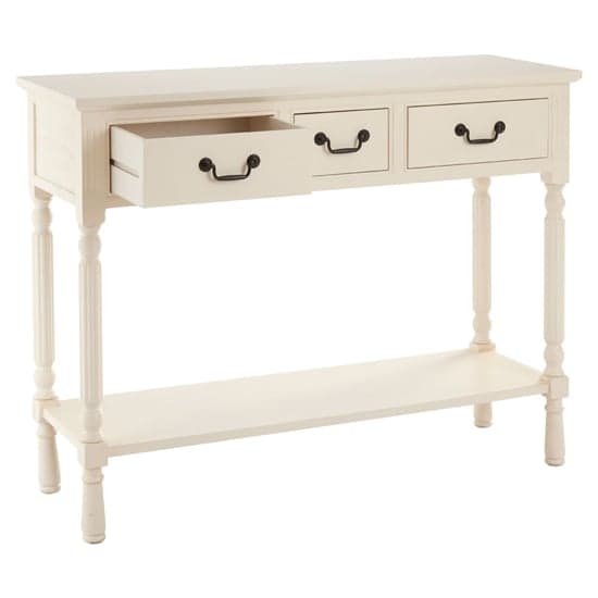 Heritox Wooden 3 Drawers Console Table In Vintage Cream_5