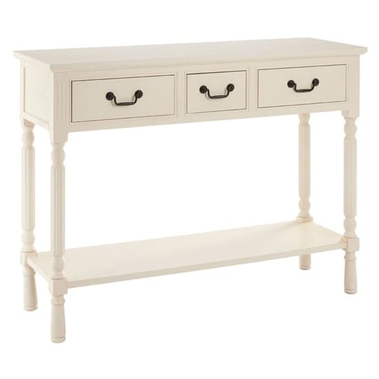 Heritox Wooden 3 Drawers Console Table In Vintage Cream
