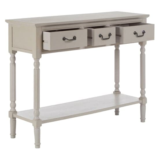 Heritox Wooden 3 Drawers Console Table In Vintage Grey_6