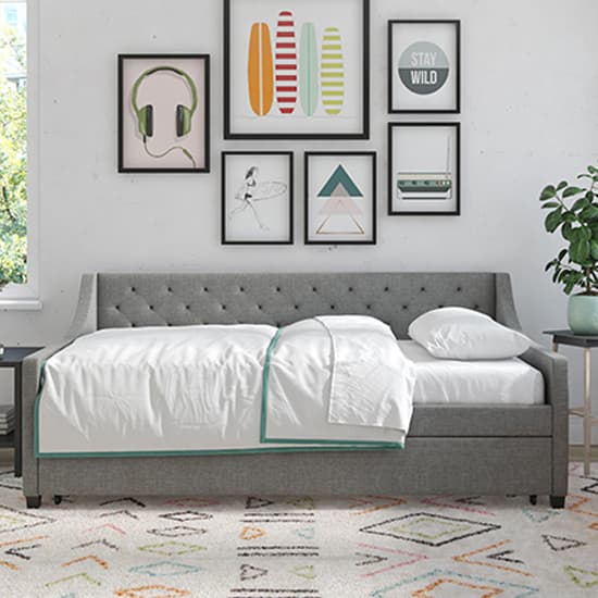 Heron Linen Fabric Daybed With Guest Bed In Grey_3