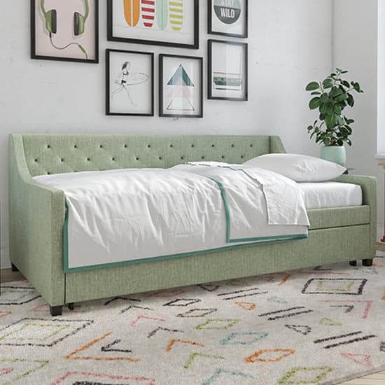 Heron Linen Fabric Daybed With Guest Bed In Light Green_2