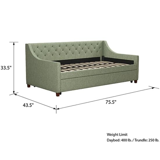Heron Linen Fabric Daybed With Guest Bed In Light Green_7