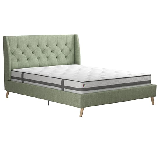 Heron Linen Fabric Double Bed In Green_3