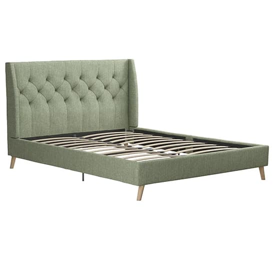 Heron Linen Fabric Double Bed In Green_4