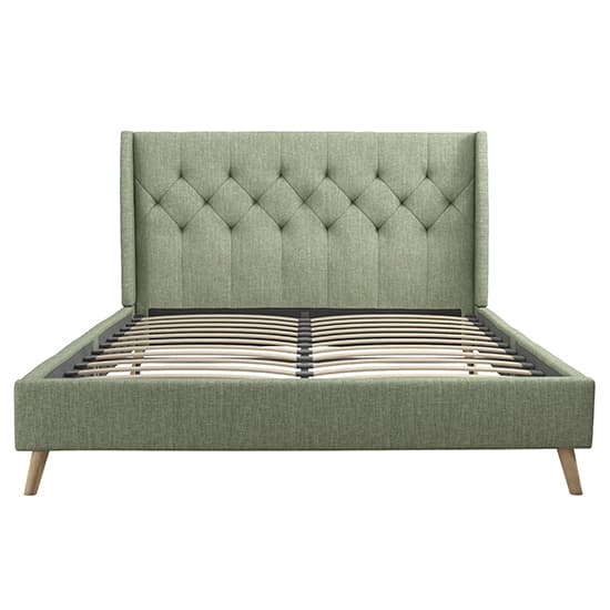 Heron Linen Fabric Double Bed In Green_5