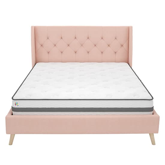 Heron Linen Fabric Double Bed In Pink_4