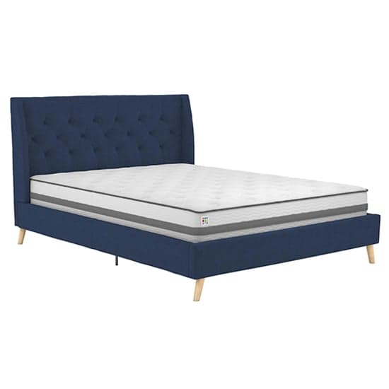 Heron Linen Fabric King Size Bed In Blue_3