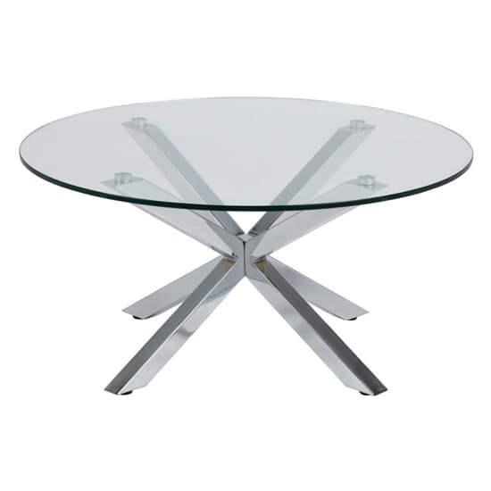 Herriman Round Clear Glass Coffee Table With Chrome Legs Furniture in