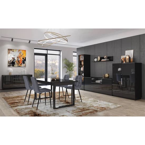 Herrin Display Cabinet 2 Doors In Black Glass Fronts And LED_3