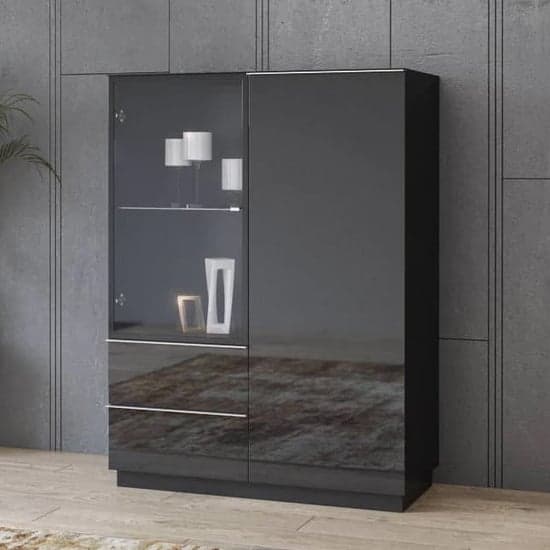 Herrin Display Cabinet 2 Doors In Black Glass Fronts And LED_1