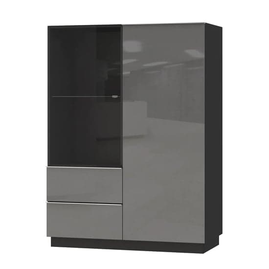 Herrin Display Cabinet 2 Doors In Grey Glass Fronts And LED_2