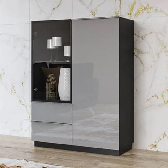 Herrin Display Cabinet 2 Doors In Grey Glass Fronts And LED_1