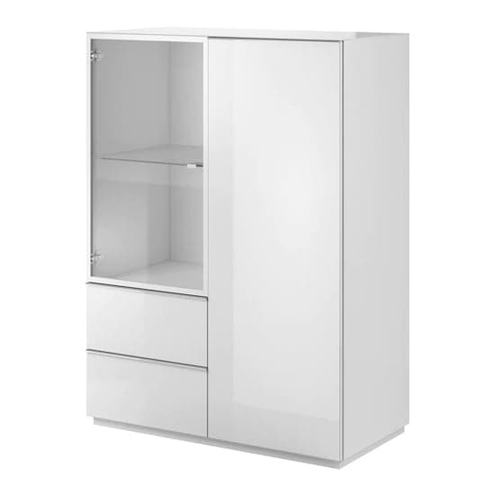Herrin Display Cabinet 2 Doors In White Glass Fronts And LED_2