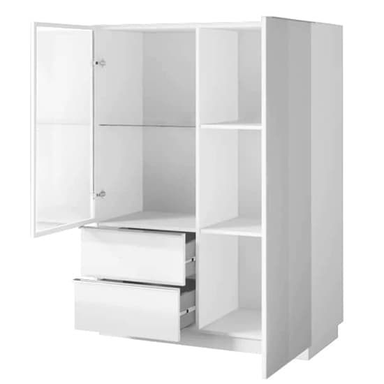 Herrin Display Cabinet 2 Doors In White Glass Fronts And LED_3