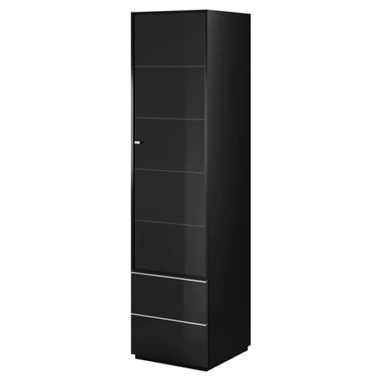 Herrin Display Cabinet Tall 1 Door In Black Glass Front And LED_2