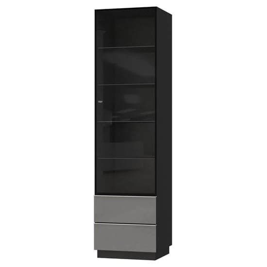Herrin Display Cabinet Tall 1 Door In Grey Glass Front And LED_2