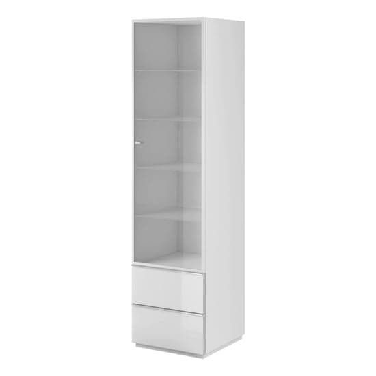 Herrin Display Cabinet Tall 1 Door In White Glass Front And LED_2
