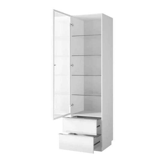 Herrin Display Cabinet Tall 1 Door In White Glass Front And LED_3