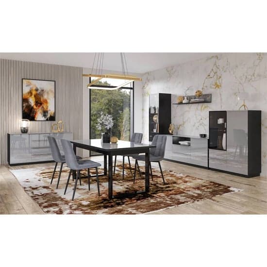 Herrin Sideboard 2 Doors 2 Drawers In Grey Glass Front And LED_2