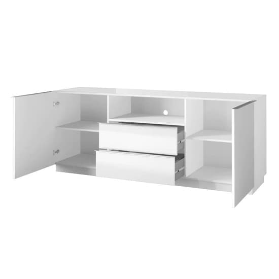 Herrin Sideboard 2 Doors 2 Drawers In White Glass Front And LED_2