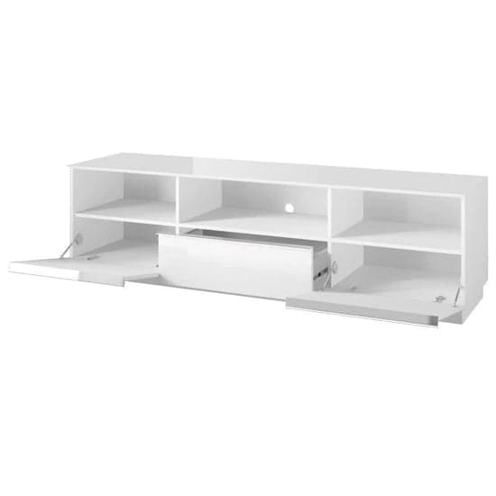 Herrin TV Stand 2 Flap Doors In White Glass Fronts And LED_2