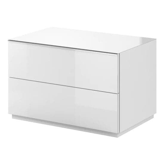 Herrin TV Stand Small 1 Flap Door In White Glass Fronts_2