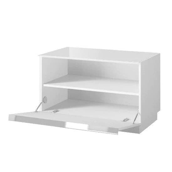 Herrin TV Stand Small 1 Flap Door In White Glass Fronts_3