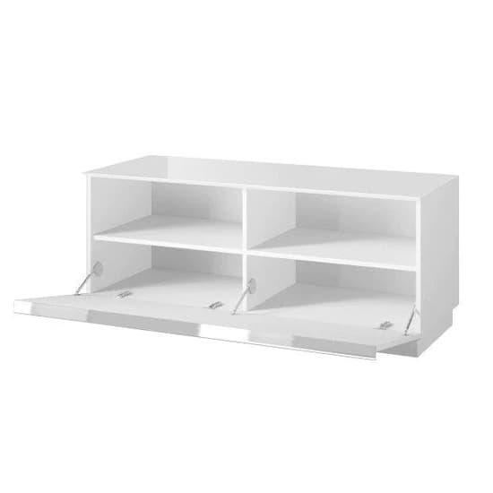 Herrin Wooden TV Stand With 1 Flap Door In White Glass Fronts_3