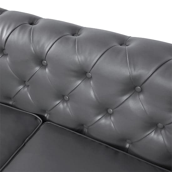 Hertford Chesterfield Faux Leather 2 Seater Sofa In Dark Grey_8