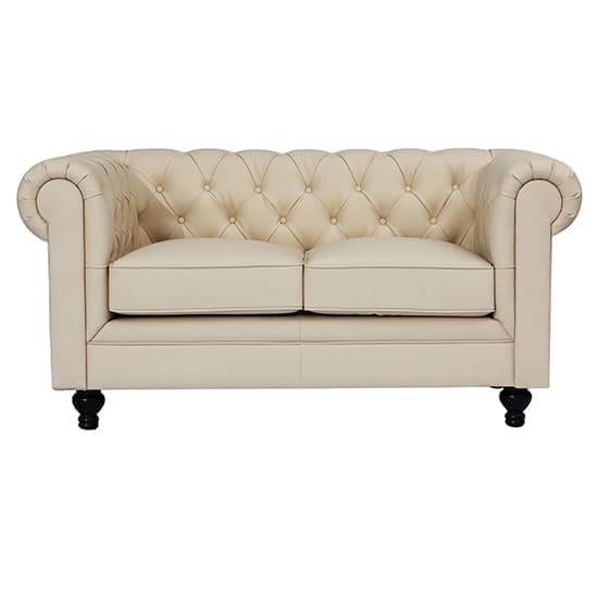 Hertford Chesterfield Faux Leather 2 Seater Sofa In Ivory_4
