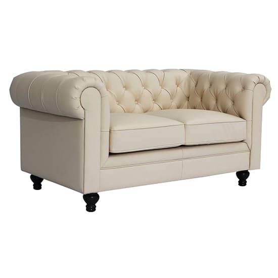 Hertford Chesterfield Faux Leather 2 Seater Sofa In Ivory_5
