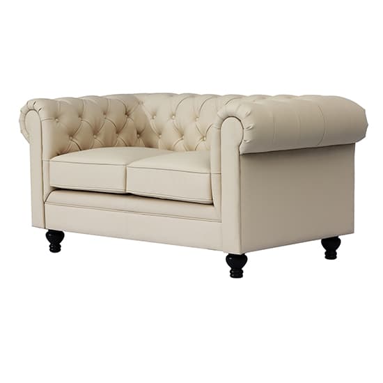 Hertford Chesterfield Faux Leather 2 Seater Sofa In Ivory_6