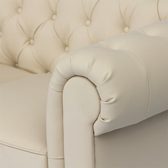 Hertford Chesterfield Faux Leather 2 Seater Sofa In Ivory_7