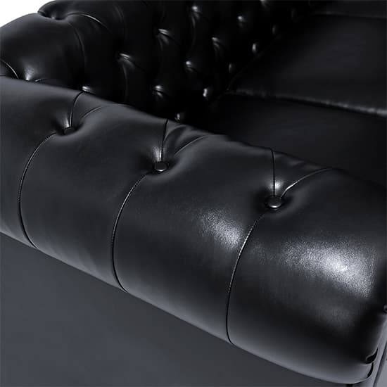 Hertford Chesterfield Faux Leather 3 Seater Sofa In Black_8