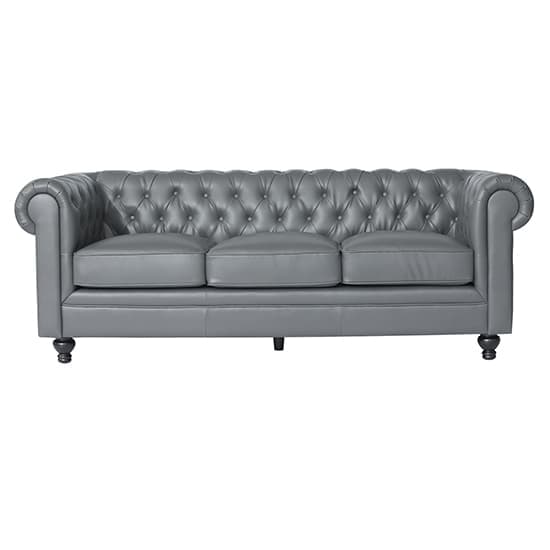 Hertford Chesterfield Faux Leather 3 Seater Sofa In Dark Grey_4