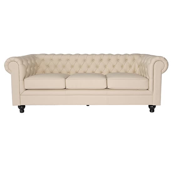 Hertford Chesterfield Faux Leather 3 Seater Sofa In Ivory_3