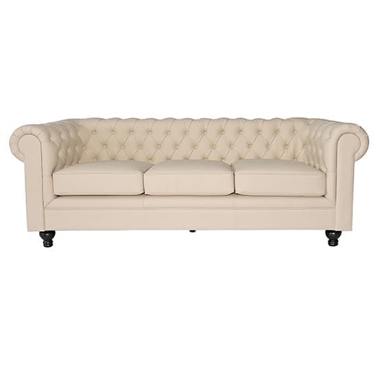Hertford Chesterfield Faux Leather 3 Seater Sofa In Ivory Furniture