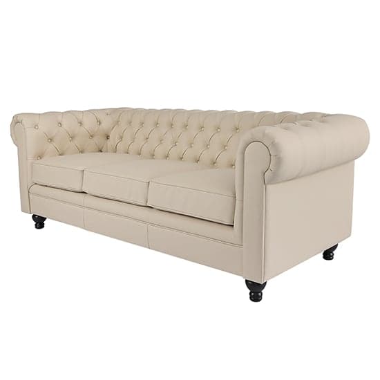 Hertford Chesterfield Faux Leather 3 Seater Sofa In Ivory_6