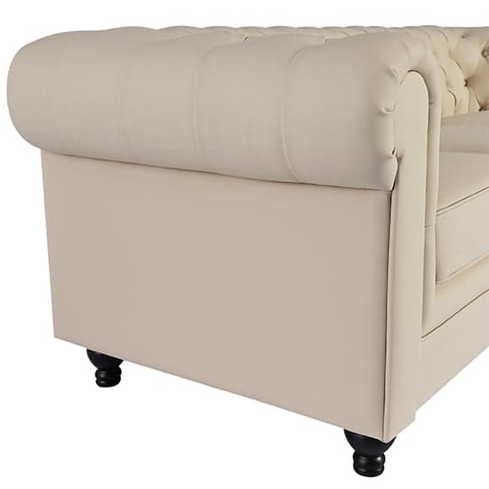Hertford Chesterfield Faux Leather 3 Seater Sofa In Ivory_7