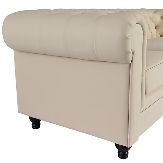 Hertford Chesterfield Faux Leather 3 Seater Sofa In Ivory Furniture