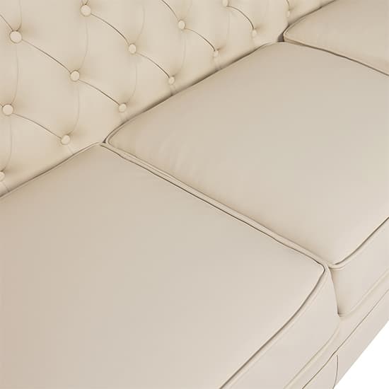 Hertford Chesterfield Faux Leather 3 Seater Sofa In Ivory Furniture